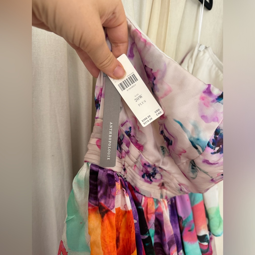 Anthropologie Pastel Floral Strapless Tiered Dress NWT - Picture 3 of 8